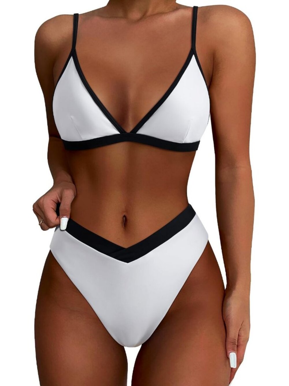 Sexy High Waisted Triangle Bikini Set - Women's 2 Piece Swimsuit, High Cut Style